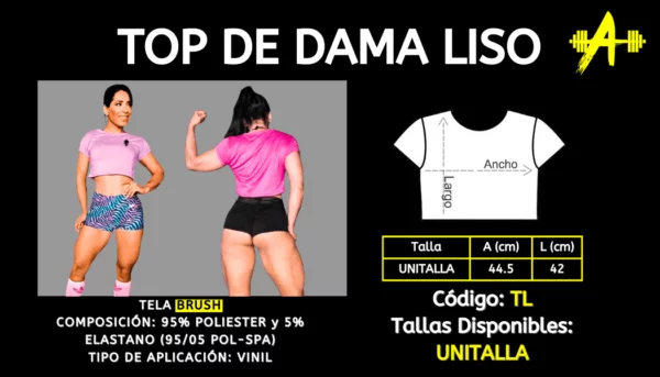 ficha descriptiva del top de dama liso