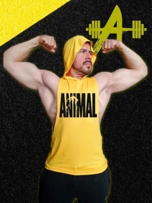 playera gym con gorro animal amarilla gym rat