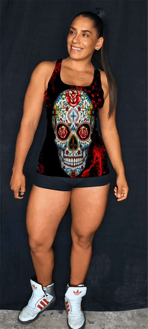 Calavera, Rojo, Flores, Negro