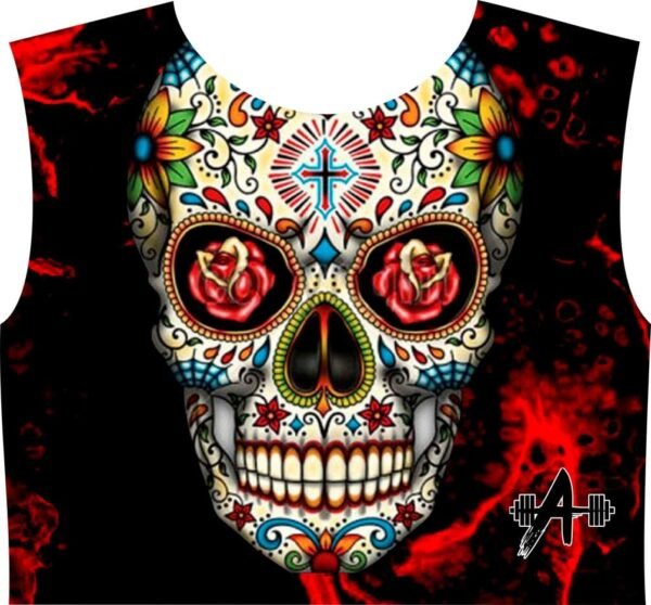 Calavera, Rojo, Flores, Negro