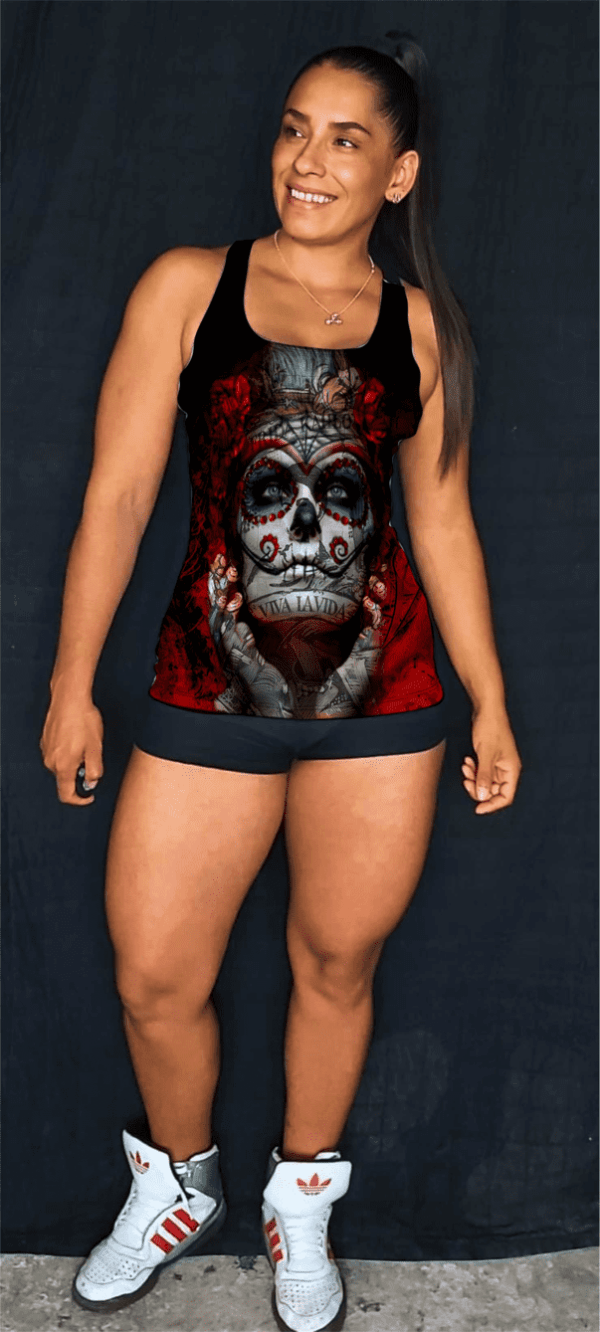 Catrina, Calavera, Rojo, Flores, Negro