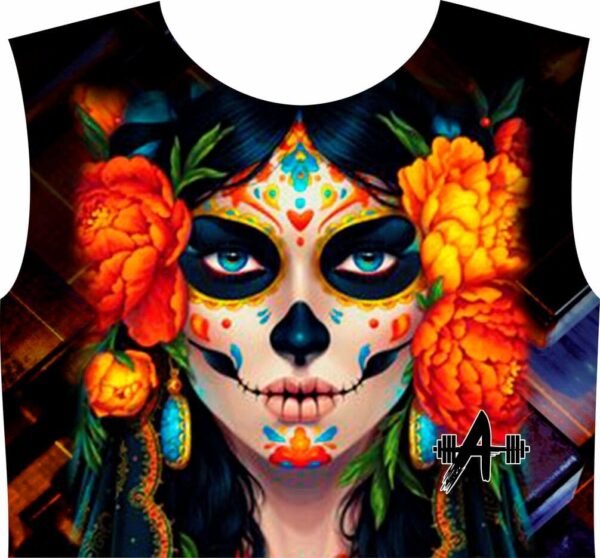 Catrina, Colorido, Calavera, Flores, Naranja